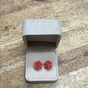 Elegant Coral Flower Stud Earrings